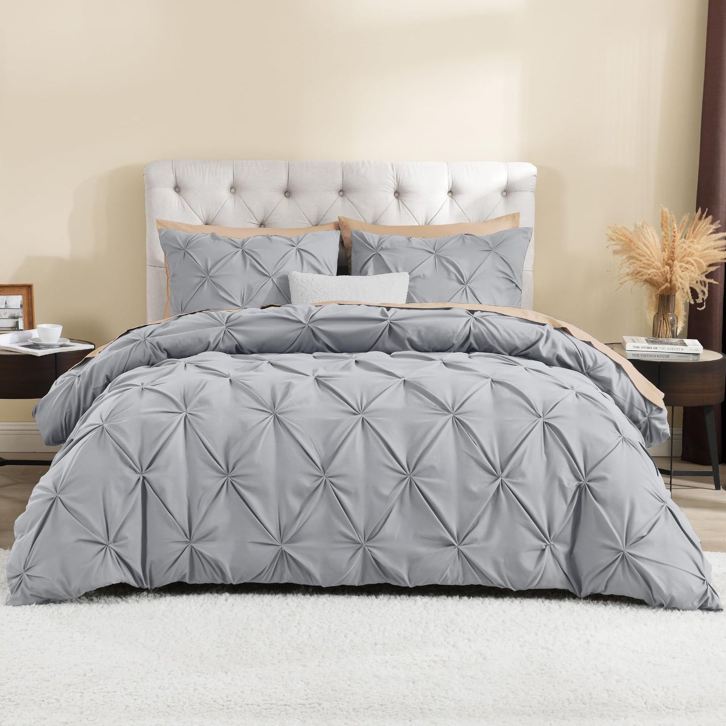 Comfira Pleated Quilt Cover Home Bedding Three-Piece Set