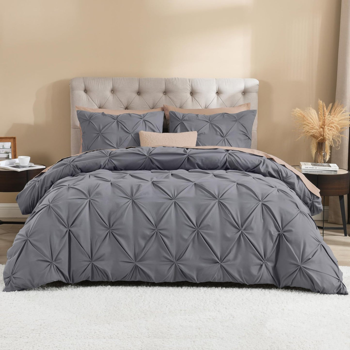 Comfira Pleated Quilt Cover Home Bedding Three-Piece Set