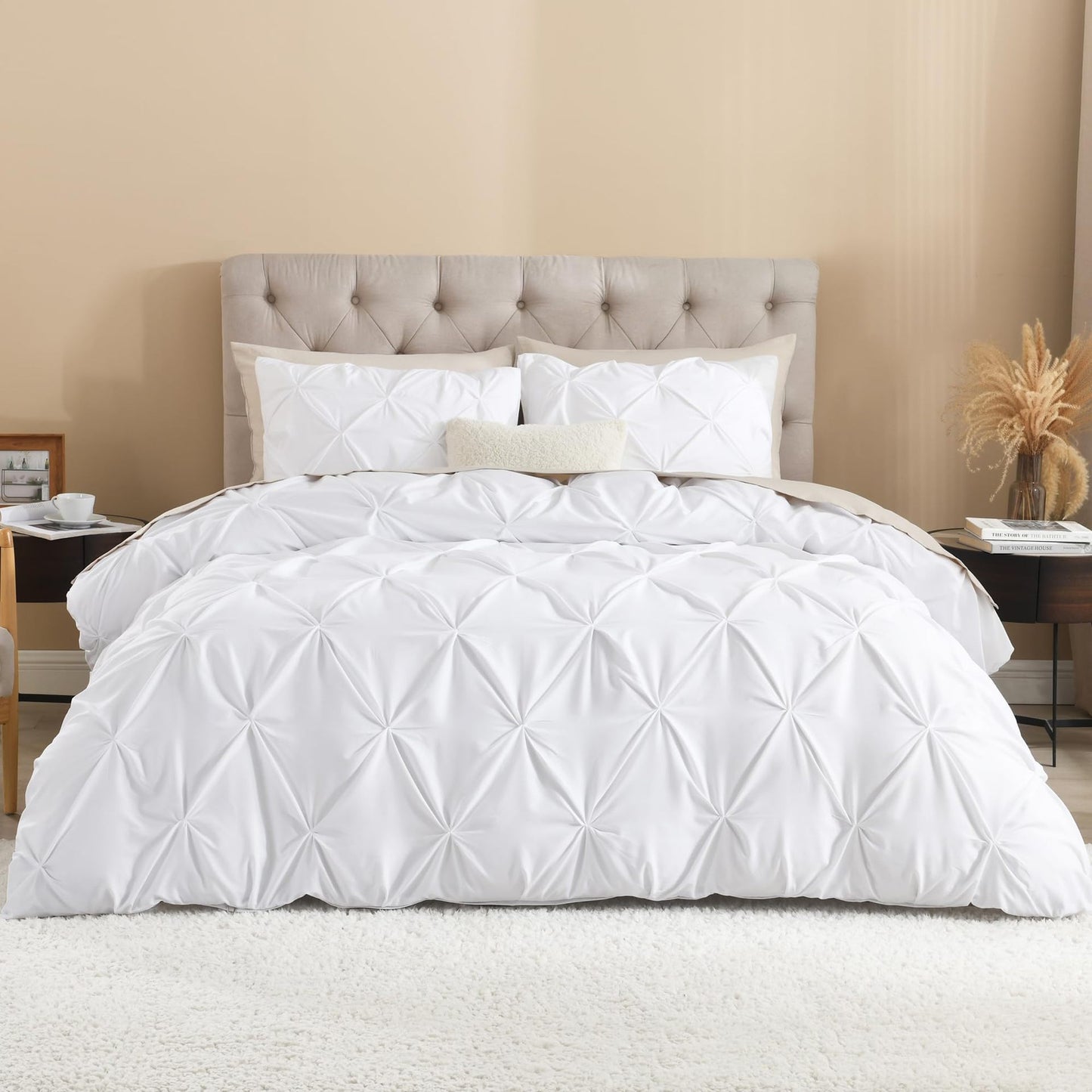 Comfira Pleated Quilt Cover Home Bedding Three-Piece Set